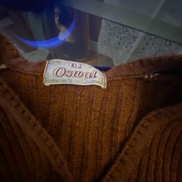 KLJ Oswal Ribbed Knit Cardigan Unisex Brown Sz M - Picture 4 of 12